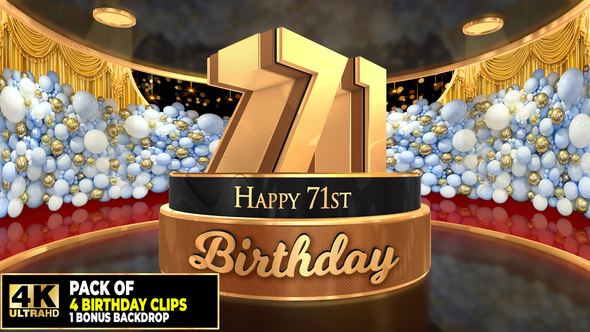 71 years, 71st Birthday 3D cake intro pack with a bonus backdrop