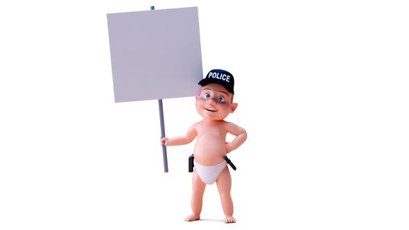 Fun 3D cartoon of a baby cop alt