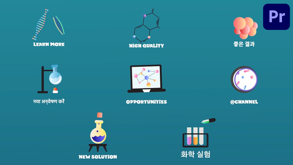 Science Chemistry Icons And Titles for Premiere Pro