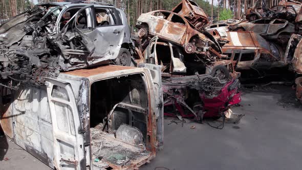 Wardestroyed Cars in Irpin Bucha District Ukraine