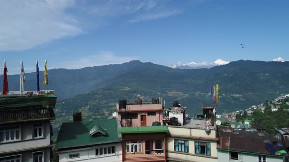 Gangtok city in Sikkim in India seen from the sky