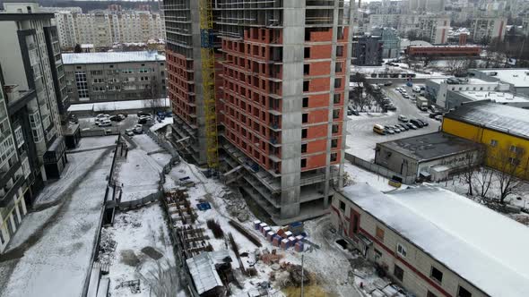 Apartment Building Construction Site Aerial View