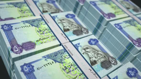 Arab Emirates Dirhams money banknotes pack seamless loop