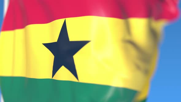 Flying National Flag of Ghana