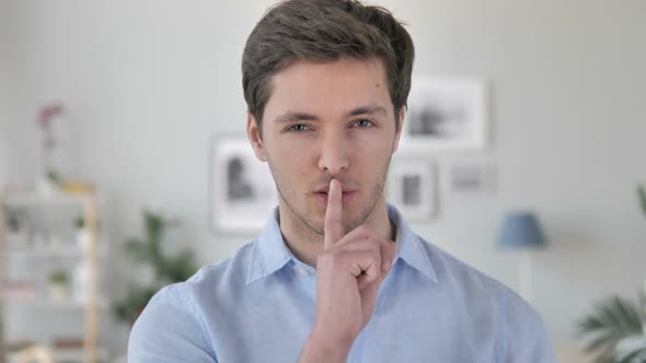Silent Silence Gesture By Handsome Young Man