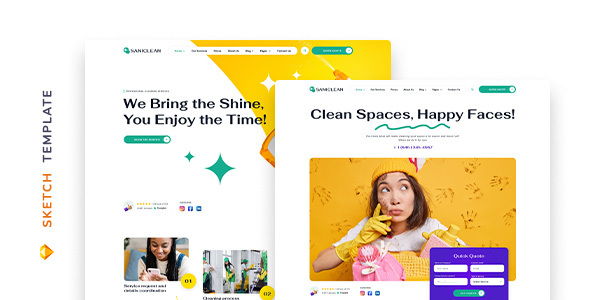 Saniclean – Cleaning Agency Template for Sketch