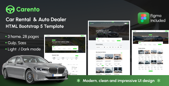 Carento – Car Rental & Auto Dealer HTML Template – 0 Sold!