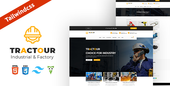 Tractour – Industrial / Manufacturing Tailwind CSS Template – 0 Sold!