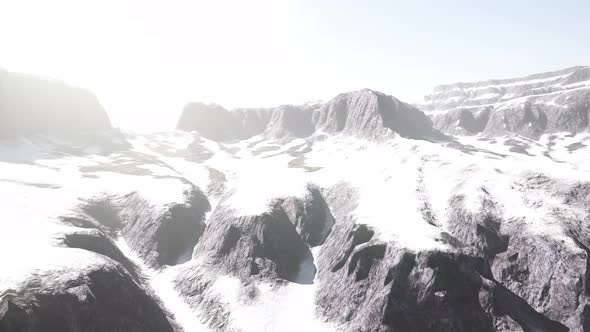 Rocks Covered in Snow in Ski Resort