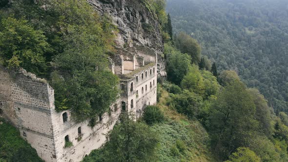 Ruins of Vazelon Monastery. Old orthodox unused historical monastery in Trabzon