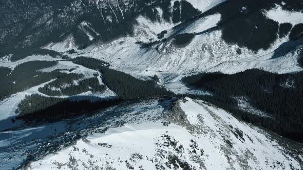 Aerial View of the Snowy High Tatras Mountains in Clear Weather. Slovakia, Chopok