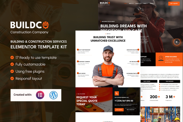 Buildco – Building & Construction Services Elementor Template Kit – 0 Sold!