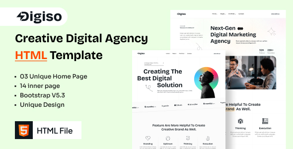 Digiso - Digital Business Agency Branding HTML 5 Template