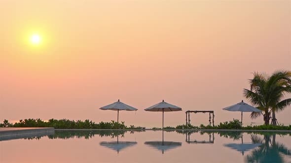 Outdoor swimming pool in hotel resort for vacation