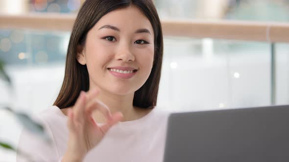 Asian Happy Lady Korean Successful Satisfied Businesswoman Freelancer Student Girl Winner Woman