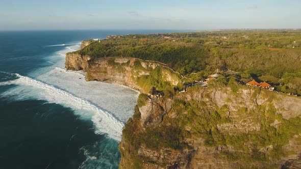 Rocky Coastline on the Island of Bali, Aerial View