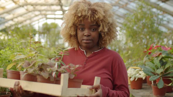 Portrait of Female Flower Farmer in Greenhouse