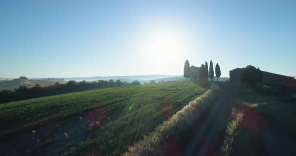 Aerial View of Colored Countryside in Tuscany