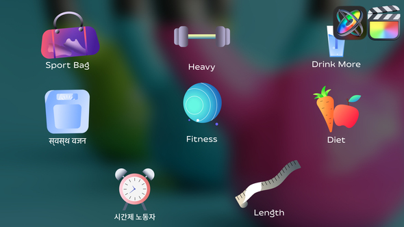 Fitness Icons And Titles for FCPX alt
