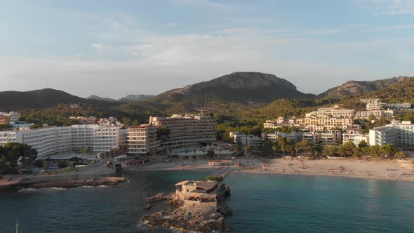 Drone shot of the coastline in Majorca, Spain