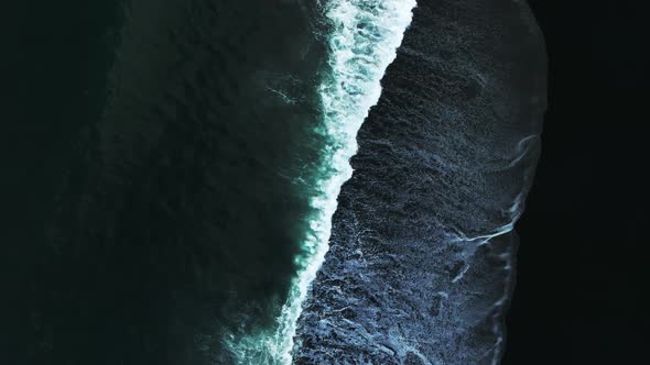 Iceland Black Sand Beach with Huge Waves at Reynisfjara Vik