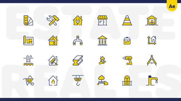 Real Estate Looping Colorful Icons