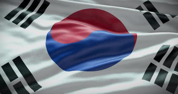 South Korea waving flag animation 4K