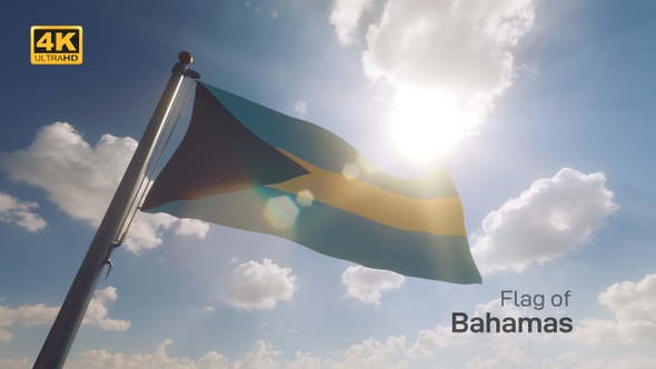 Bahamas Flag on a Flagpole V2 - 4K