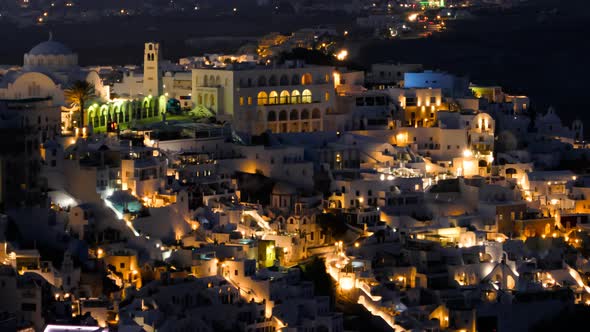 Night Hyperlapse of Fira Town, Santorini