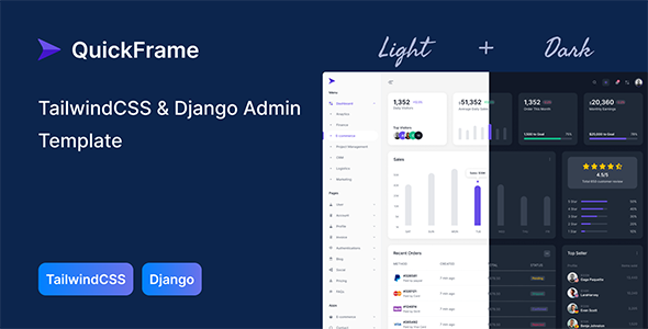 QuickFrame – TailwindCSS & Django Admin & Dashboard Template – 0 Sold!