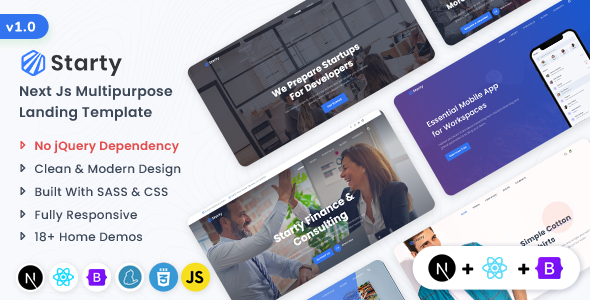 Starty – NextJs Multipurpose Landing Template – 0 Sold!