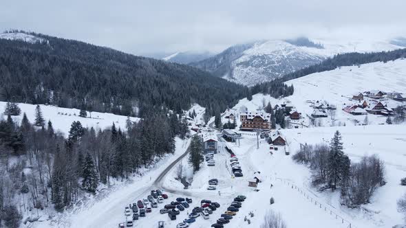 Aerial view of Bachledova dolina in the village of Zdiar in Slovakia