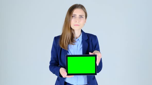 Business Woman Shows Tablet 2