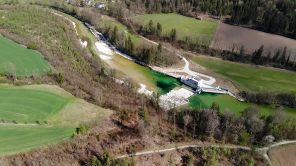 Drone Video of an River and Waterplant