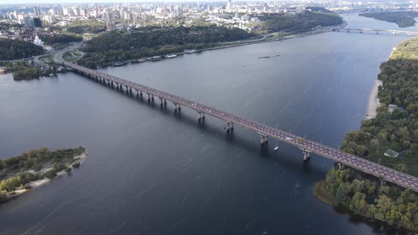 The Main River of Ukraine - Dnipro Near Kyiv. Slow Motion