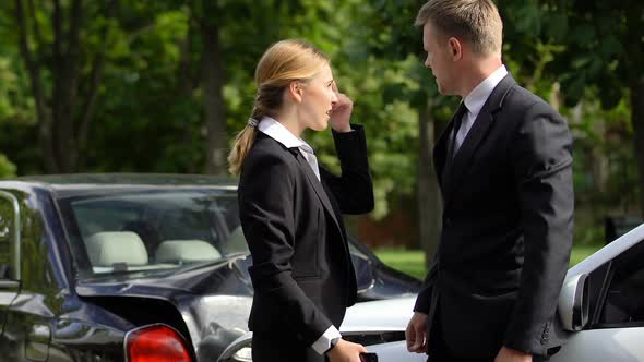 Angry Female Driver Calling Police Refusing to Take Money From Guilty Driver