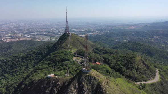 Aerial view of Jaragua mountain cliff at downtown Sao Paulo Brazil.