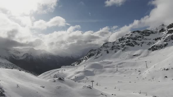 Beautiful Snowy Mountains in Winter Incredible Mountain Landscape - Aerial Footage