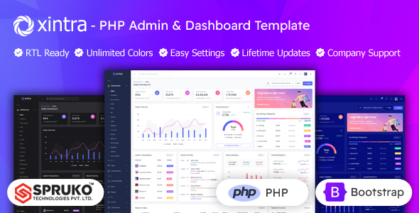 Xintra – PHP Admin & Dashboard Template – 0 Sold!