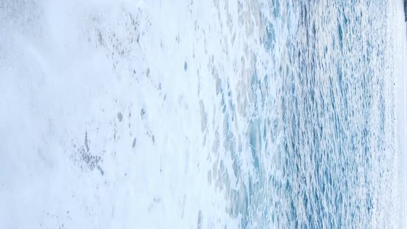 Vertical Video Sea Near the Coast  Closeup of the Coastal Seascape