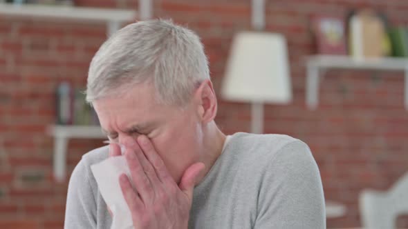 Sick Senior Old Man Sneezing 