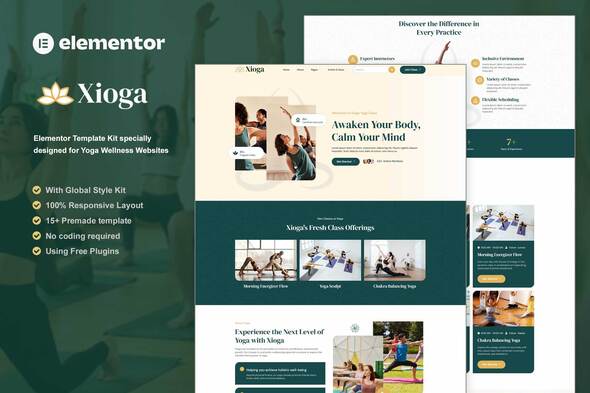 Xioga – Yoga Wellness Elementor Template Kit – 0 Sold!