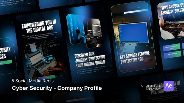 Social Media Reels - Cyber Security Company Dark Profile After Effects Project Files