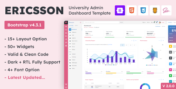 Ericsson - Admin Dashboard Template for University, school & college