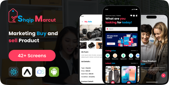 Shqip Marcut – ECommerce Buy and Sell React Native Expo Mobile App Template