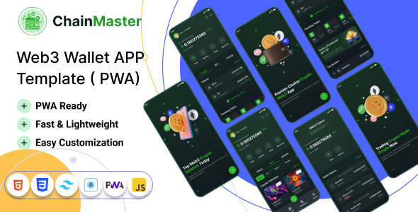 ChainMaster – Web3 Wallet App Template (Tailwind CSS + PWA) – 0 Sold!