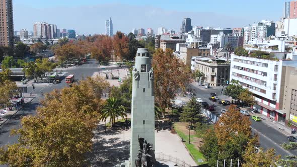 Monument Heroes of Iquique, Square Part Plaza (Santiago, Chile) aerial view