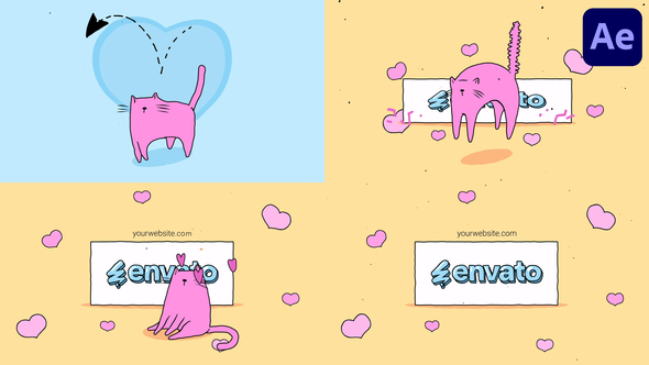 Romantic Cat Logo for After Effects alt