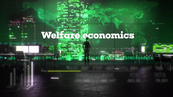 Finance Businessman in Office With Welfare Economics Text