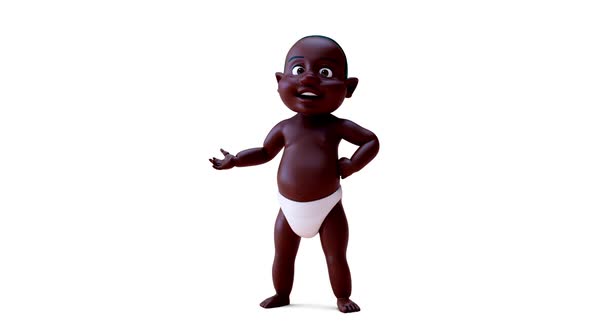 Fun 3D cartoon of an african baby